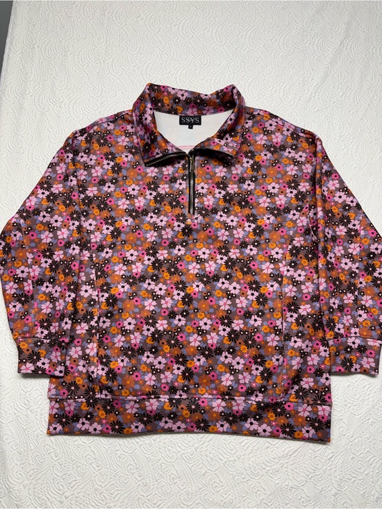 SSYS Tops - SSYS Pink Floral Half-Zip Women's Sweatshirt